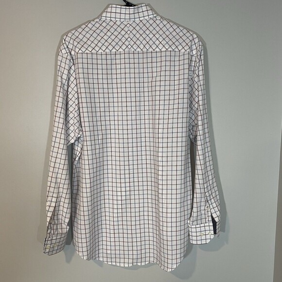 Johnston Murphy Shirt Medium Tailored Fit White Red Blue Long Sleeve Button Up - Picture 9 of 9